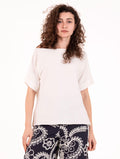 Langarmshirt Barca Alpha Studio aus Baumwolle in Milchweiß
