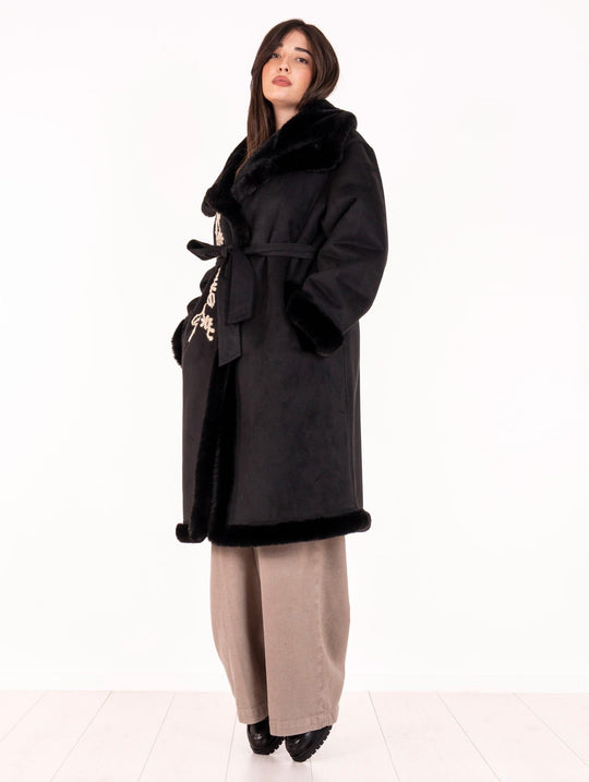 Cappotto Violanti con Ricamo Ecomontone Nero
