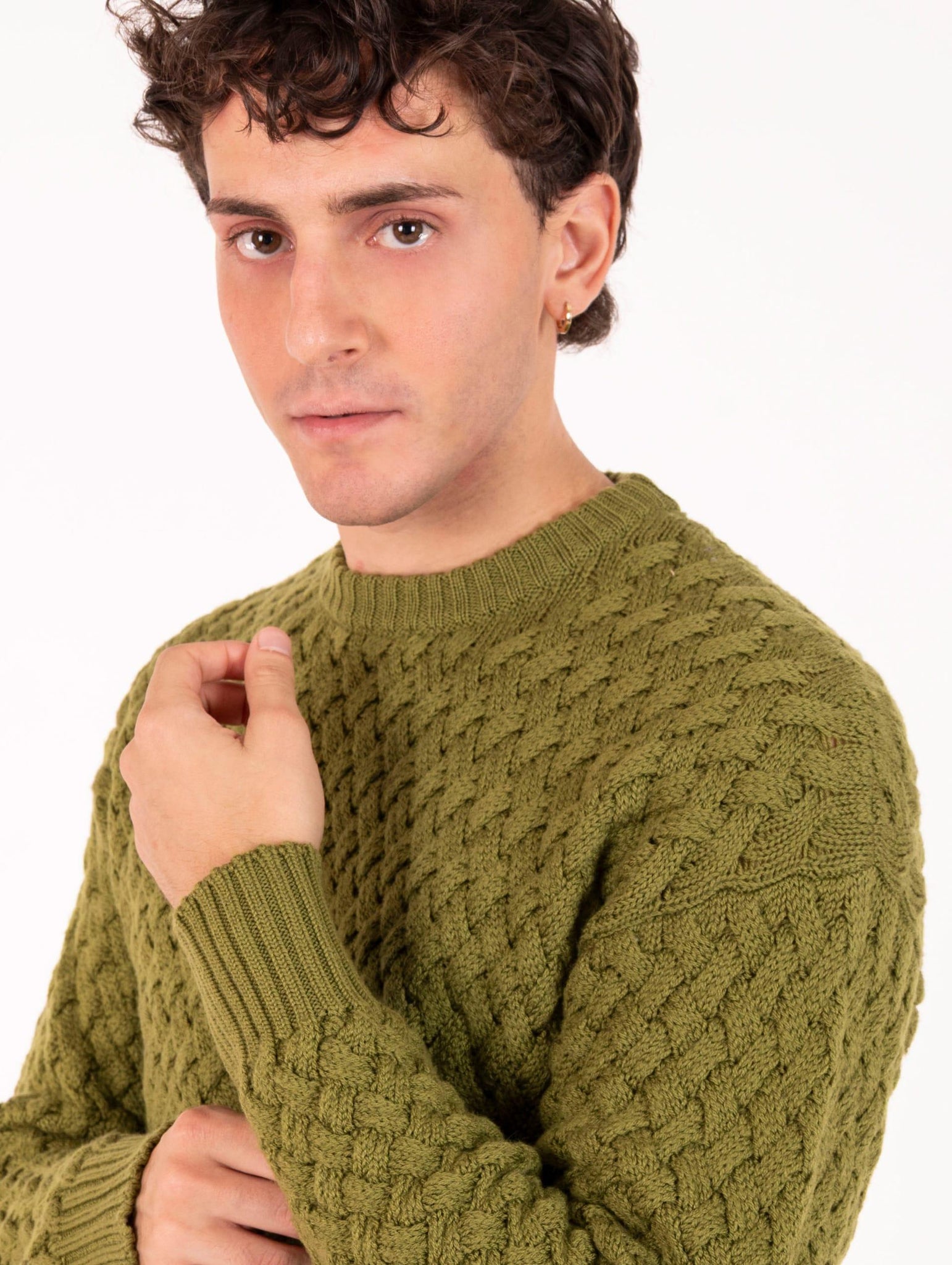 Maglia Alpha Studio in Lana Merinos Extrafine Pistacchio AU-3081C1006 Alpha Studio