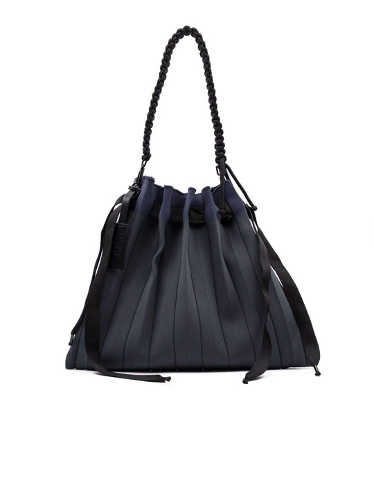 Borsa a Secchiello Fri-Yay in Maglia Plissè Grigia e Blu
