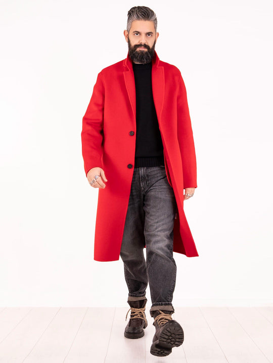 Cappotto Alpha Studio in Lana Rosso