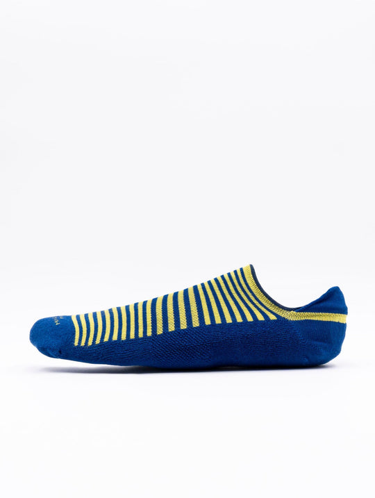 Marcoliani Invisible Sneaker Füßlinge aus Baumwolle mit blauen und gelben Streifen