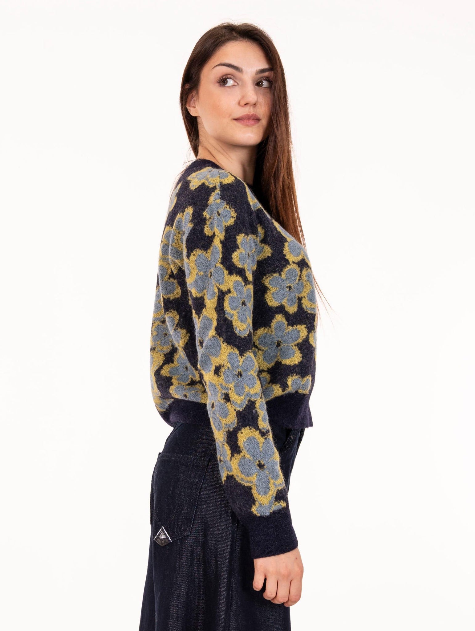 Pull Flower Alessia Santi in Alpaca Blu SD53024529123-01 Alessia Santi