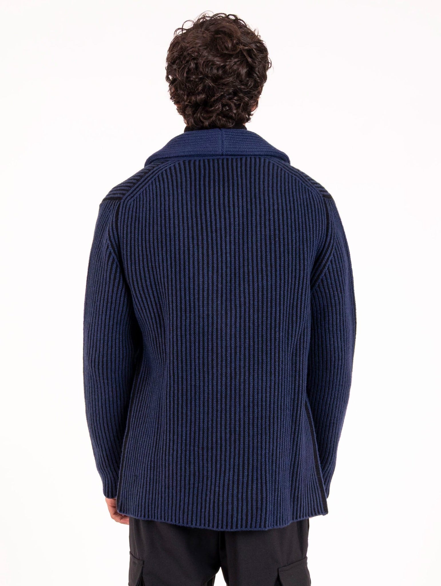 Cardigan Zanieri in Lambswool e Cashmere Navy e Nero CG-CAU-3536-B0007 Zanieri
