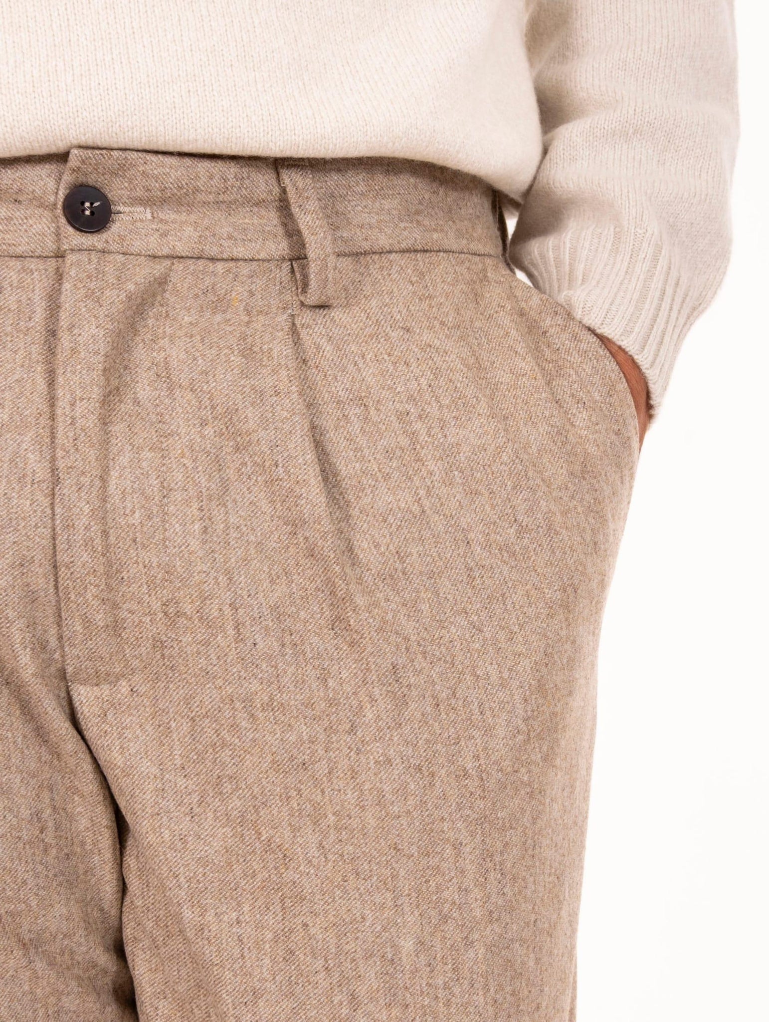 Pantalone Devorè in Lana Vergine Sabbia Melange DVR15C-W20600538 Devore