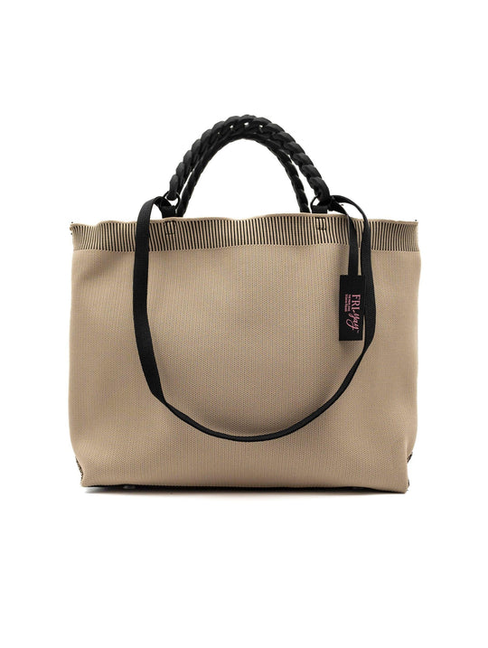 Borsa Bicolor Fri-yay in Maglia Beige e Nero