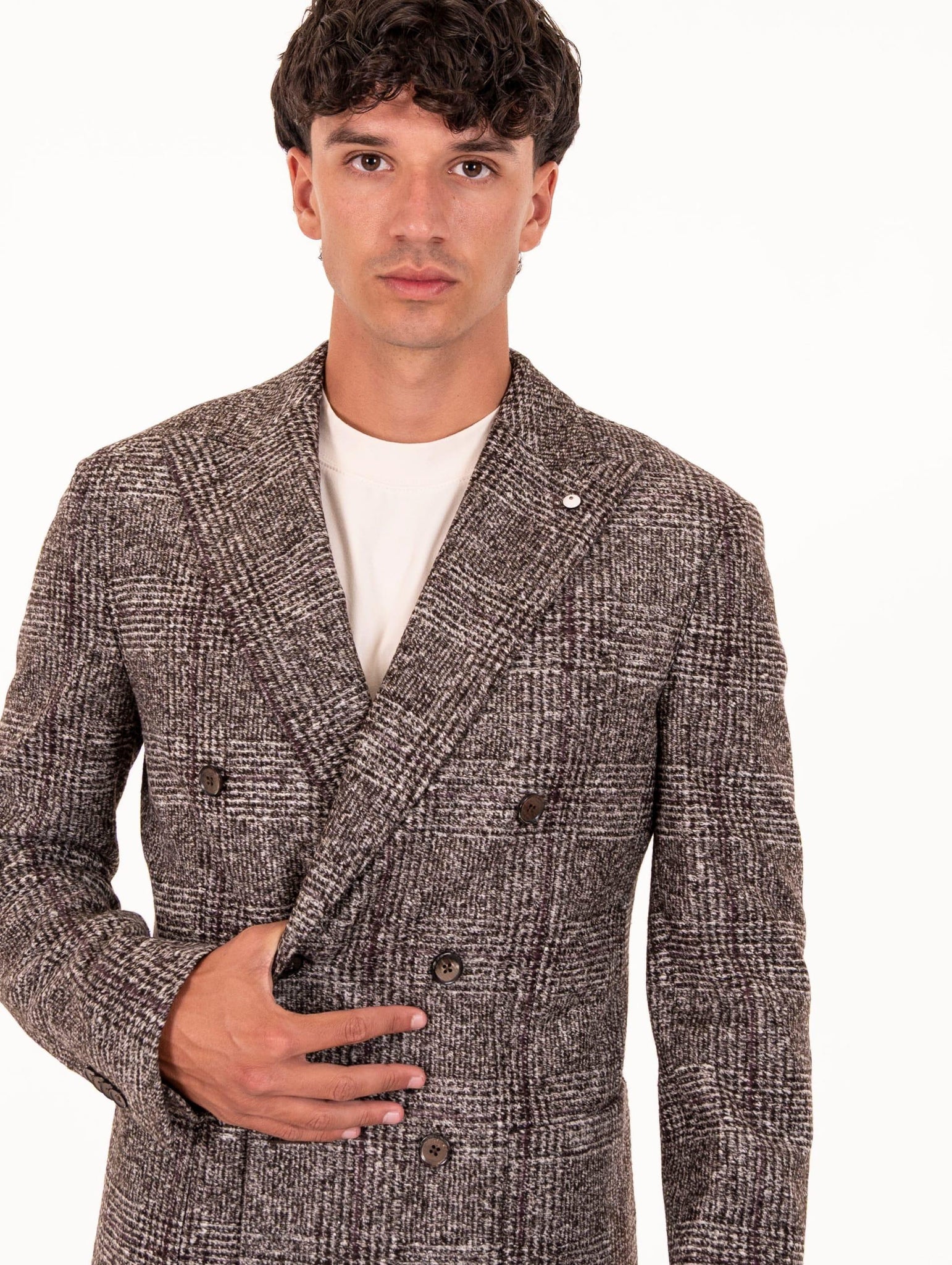 Giacca Doppiopetto L.B.M. 1911 in Jersey e Lana Vergine Marrone 28135571403 L.B.M. 1911