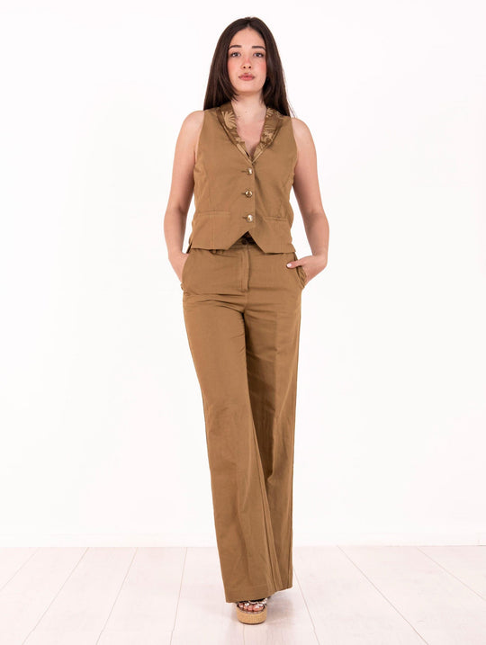 Gilet Alessia Santi in Cotone e Lino Senape