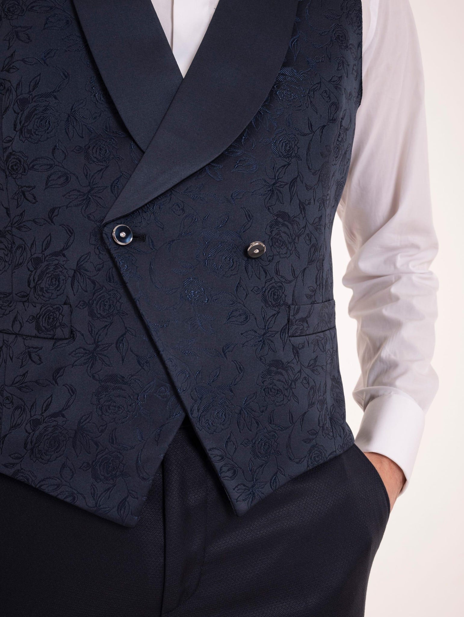 Gilet da Cerimonia Luigi Bianchi Mantova con Ricamo Floreale Blu 13604100102 Luigi Bianchi Mantova