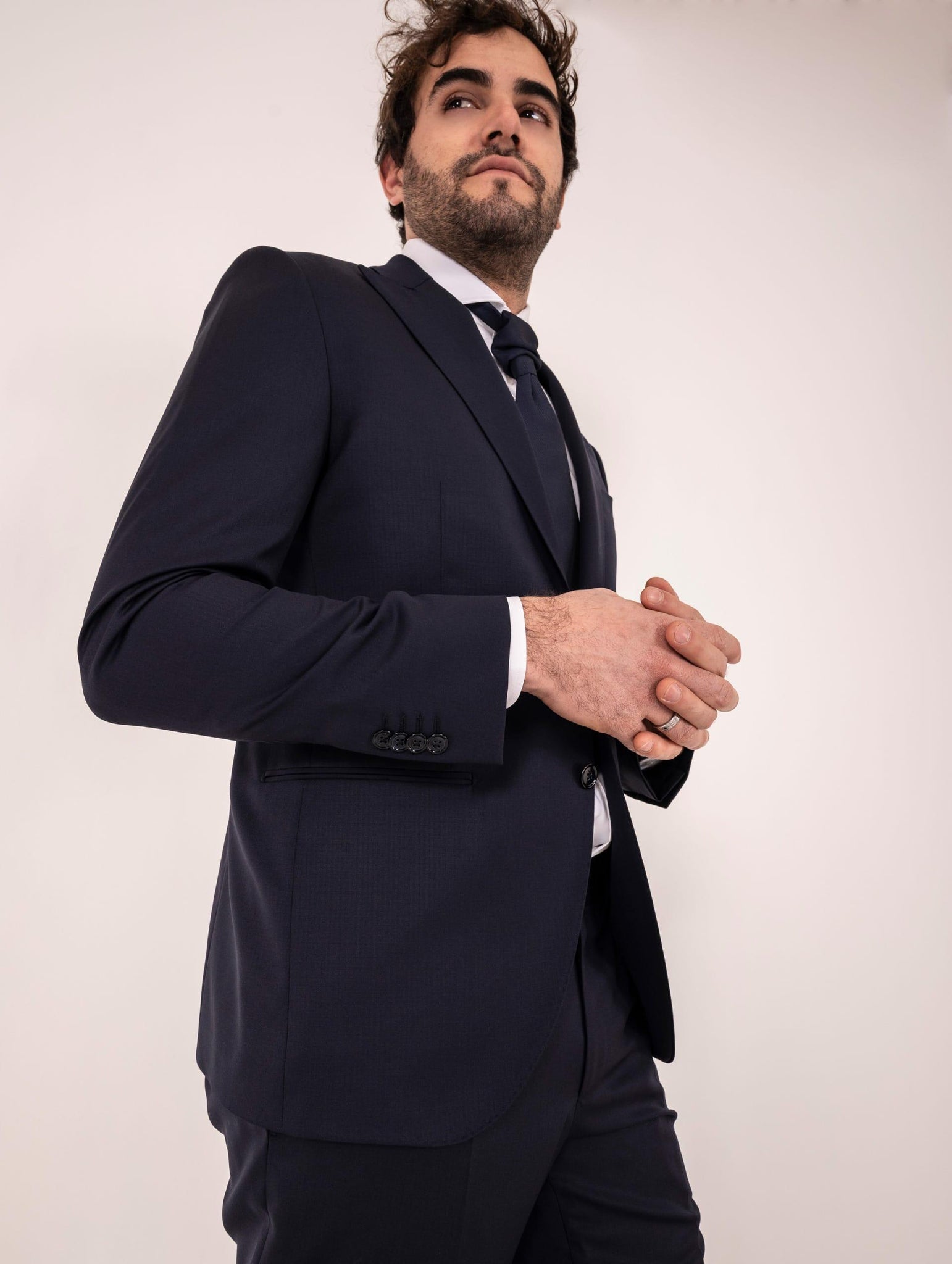 Abito Sartoriale Luigi Bianchi Mantova Vitale Barberis Lana Vergine Spigato Blu 33413001 Luigi Bianchi Mantova