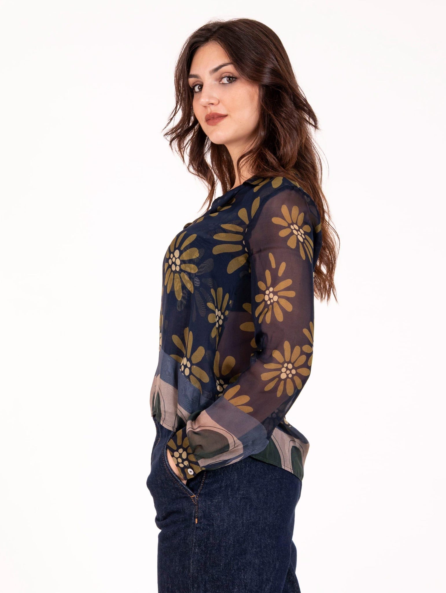 Blusa Fantasy Alessia Santi in Seta e Viscosa Blu SD45029529044-02 Alessia Santi