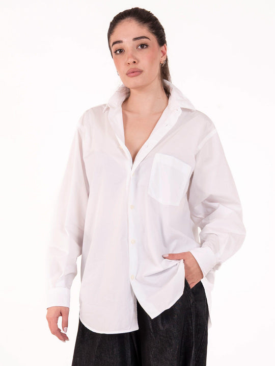 Camicia Over Roy Roger's x Eva Herzigova in Popeline Washed Bianco