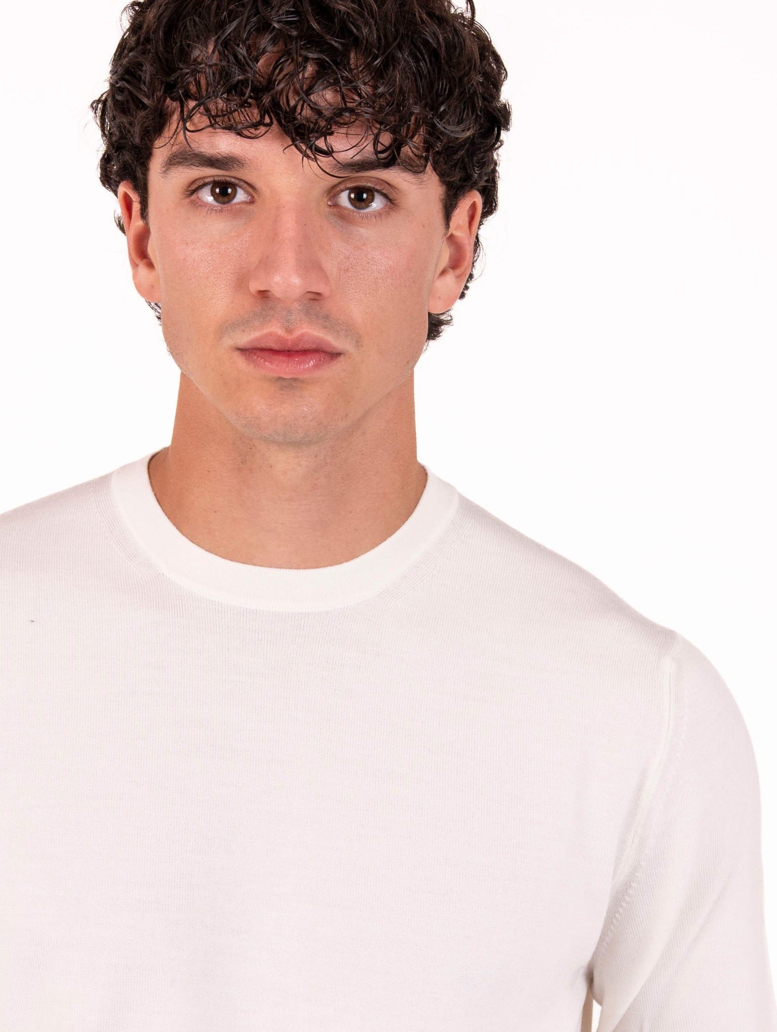 Maglia Girocollo Zanieri in Lana Merycash Fine Bianco CG-GRU-21018387 Zanieri