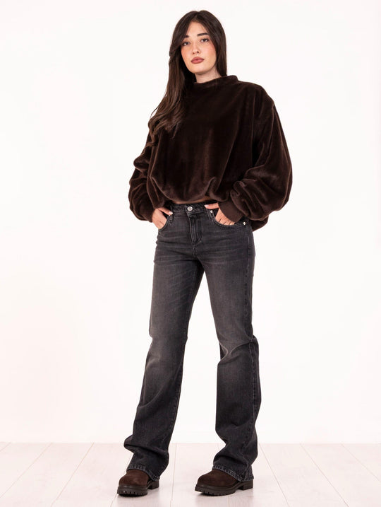 Jeans Carla Roy Roger's in Denim Stretch Washed Nero