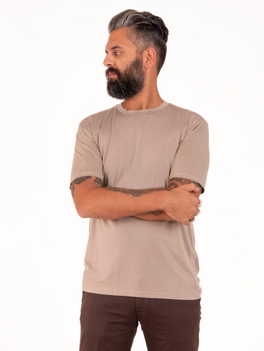 T-Shirt Daniele Fiesoli in Cupro Fango