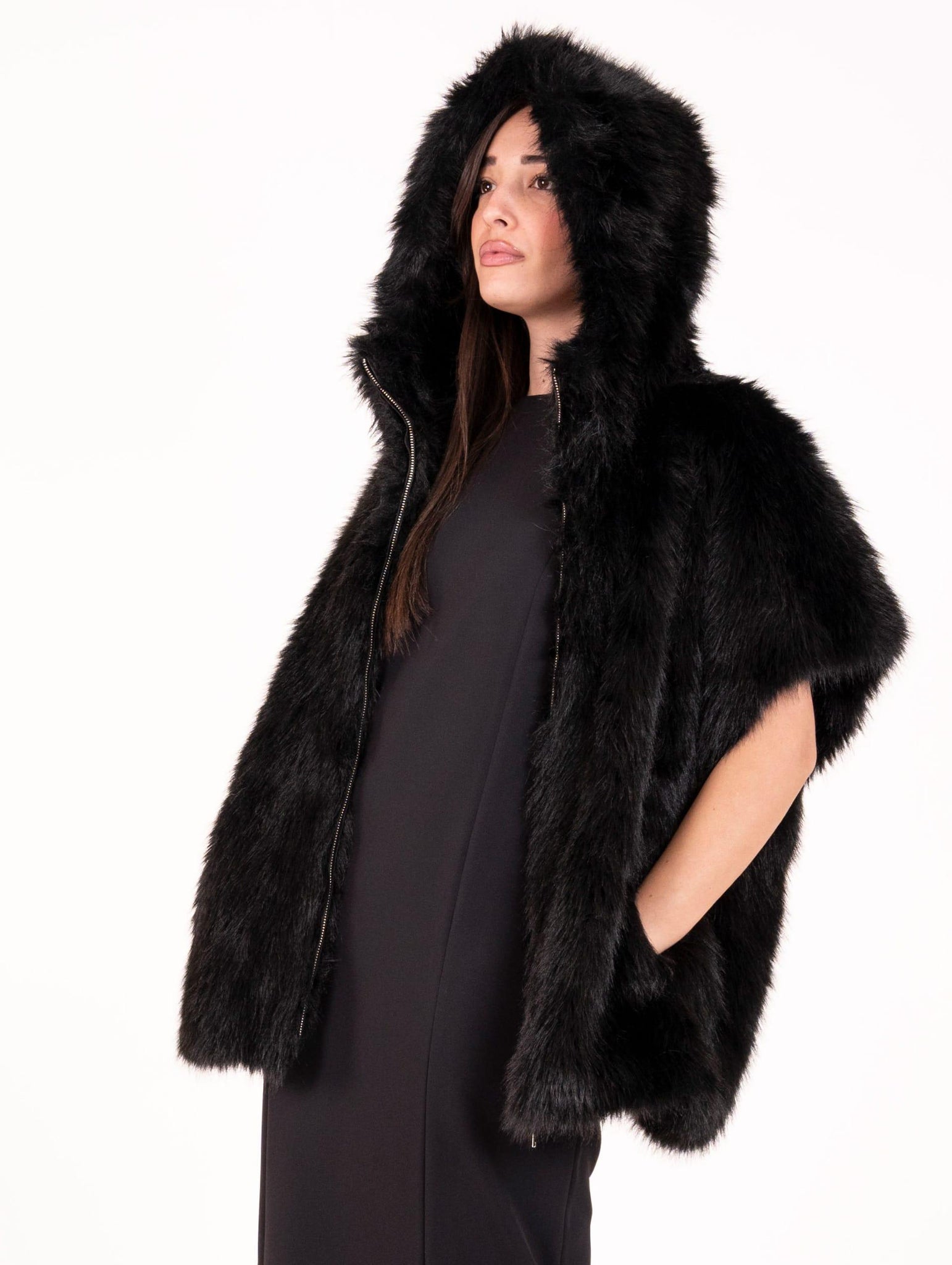 Cappa Eco Pelliccia Leon e Loulou Nera L660SILK00024 Leon & Loulou