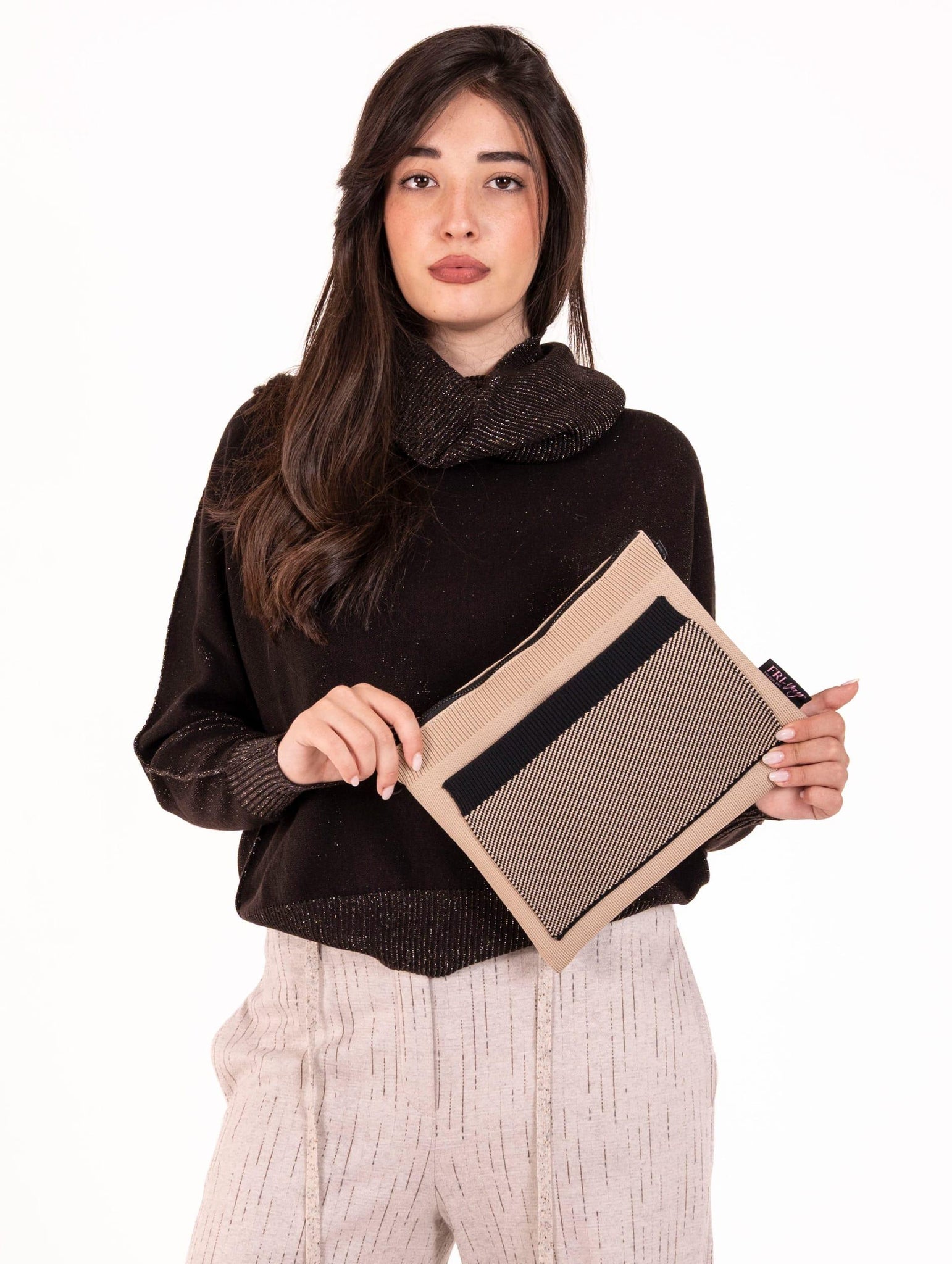 Pochette Fri-yay in Maglia Beige e Nero ERP_1230POCKET Fri-Yay