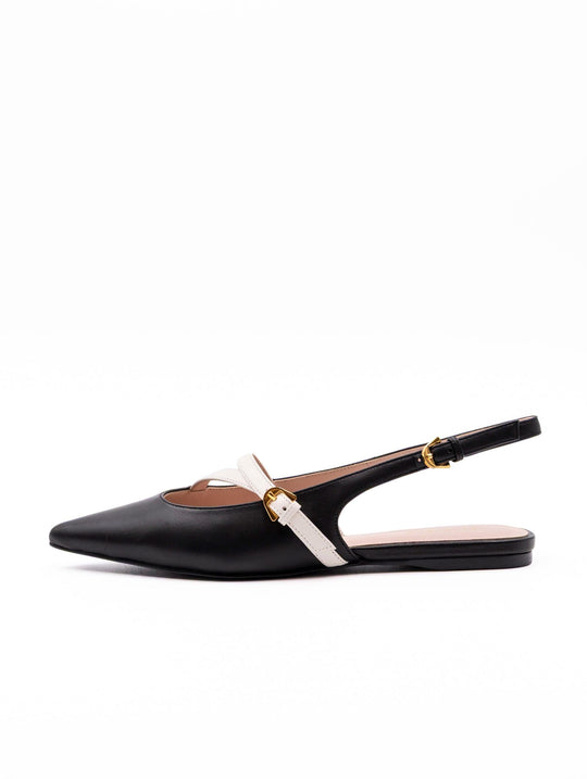 Coccinelle Ginko Ballerinas in Black and Pearl Leather