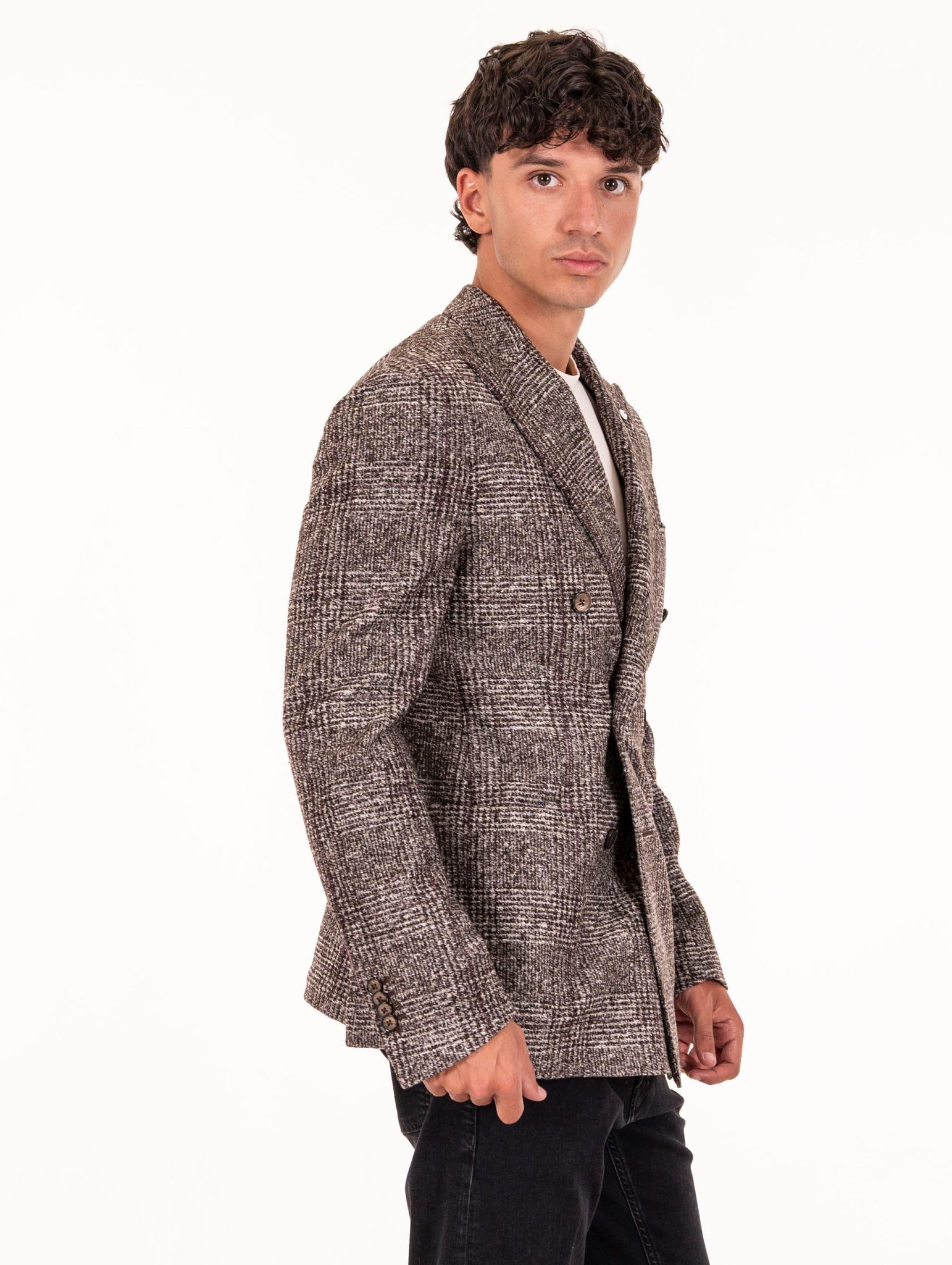 Giacca Doppiopetto L.B.M. 1911 in Jersey e Lana Vergine Marrone 28135571403 L.B.M. 1911