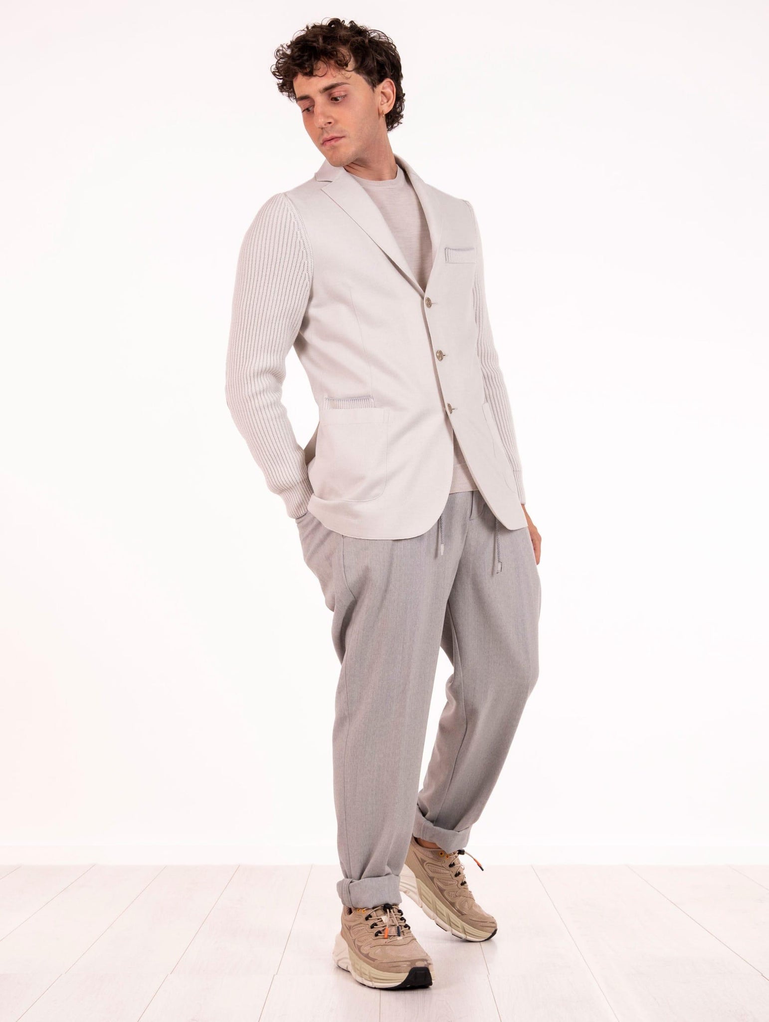 Pantalone Jogger Eleventy Milano in Lana Grigio Melange L75PANL01TES0L06513 Eleventy Milano