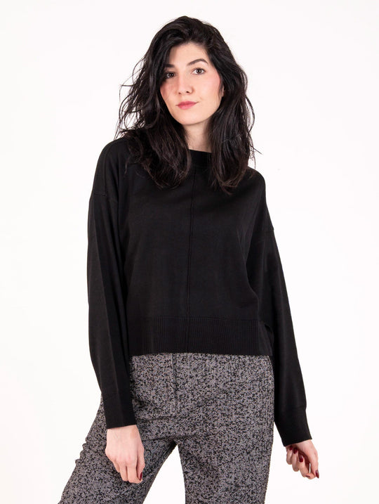 Maglia Boxy Daniele Fiesoli in Lana Merinos Extrafine Nero