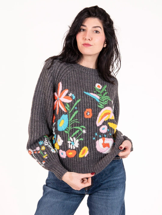 Pullover Roy Roger's mit Blumenstickerei