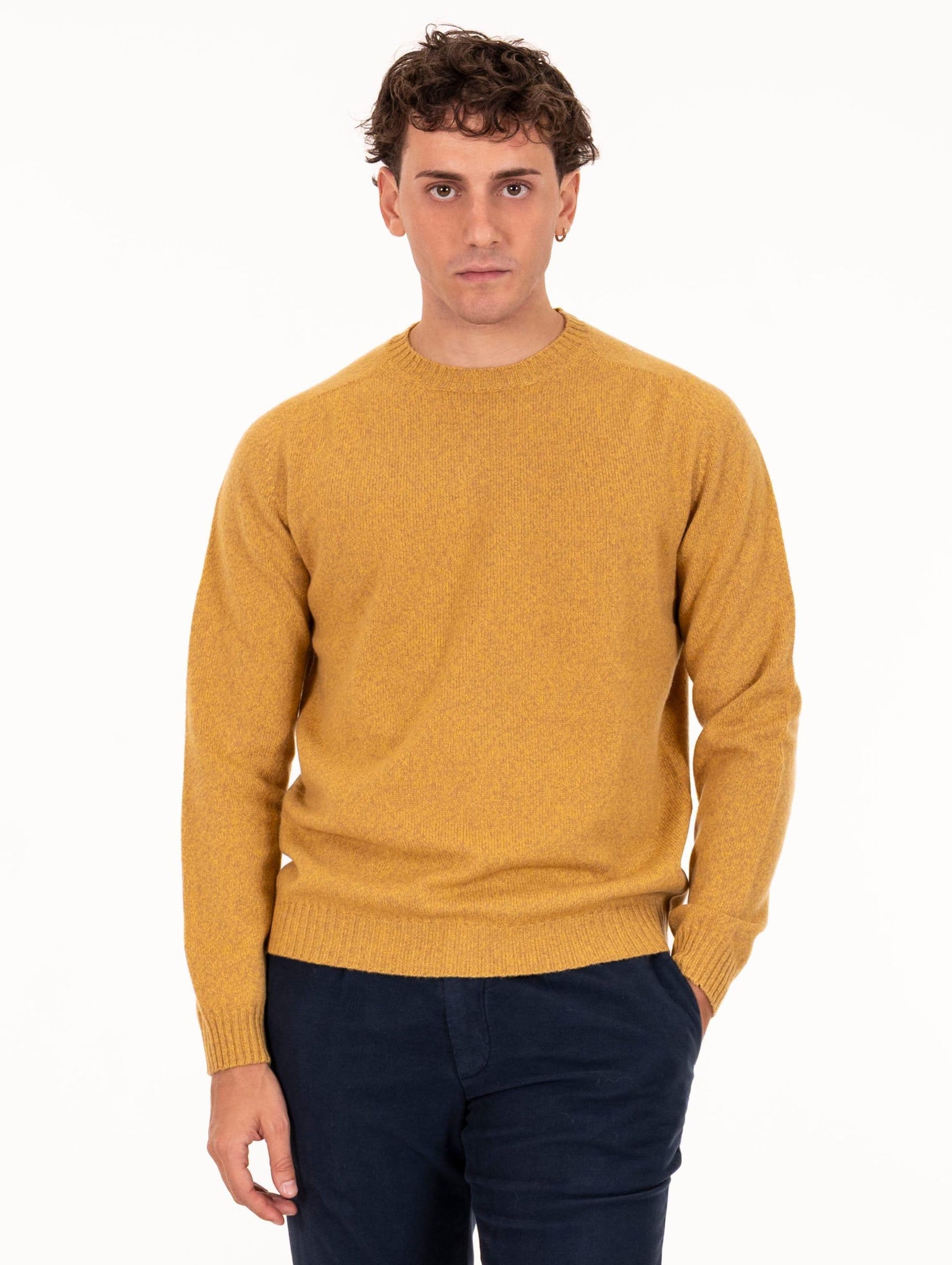 Girocollo Zanieri in Lana Cashmere Ocra Melange CG-GRU-350152560 Zanieri