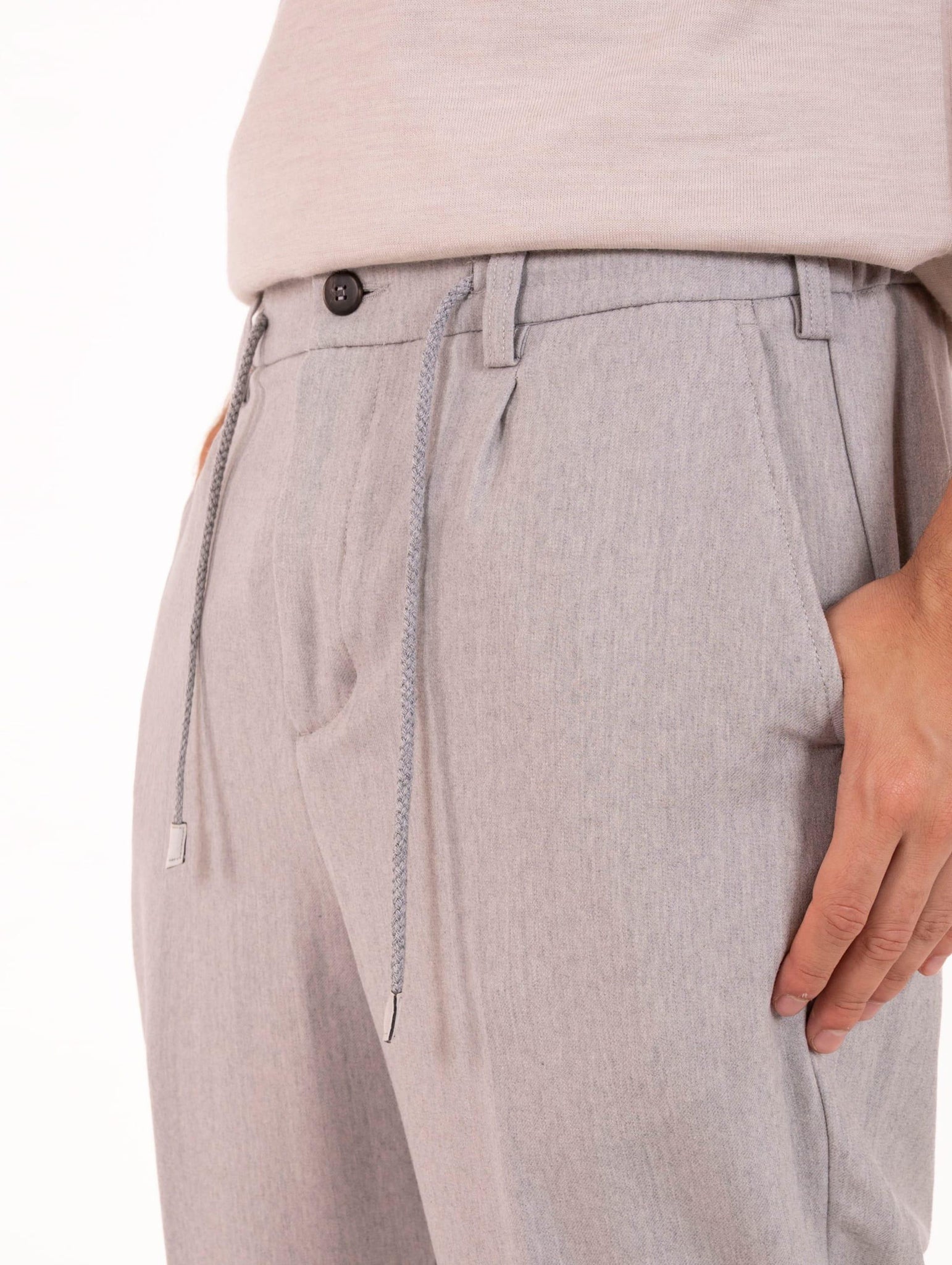 Pantalone Jogger Eleventy Milano in Lana Grigio Melange L75PANL01TES0L06513 Eleventy Milano