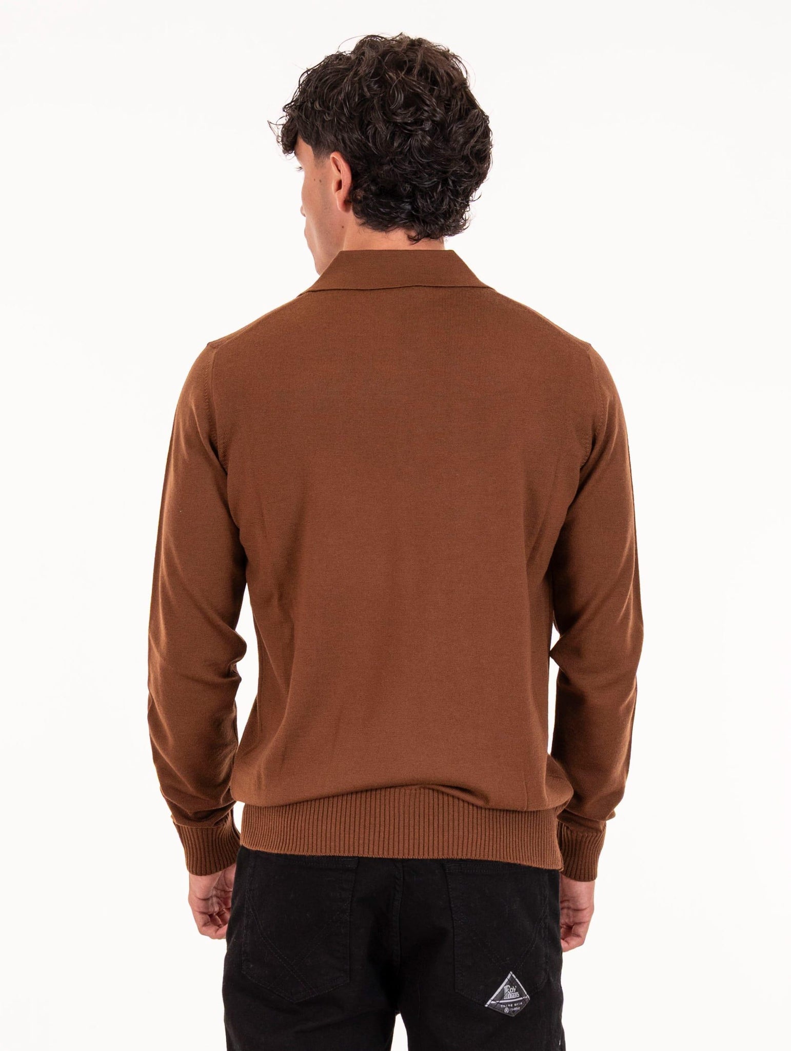 Polo Alpha Studio in Lana Merinos Tabacco AU-3013B1008 Alpha Studio