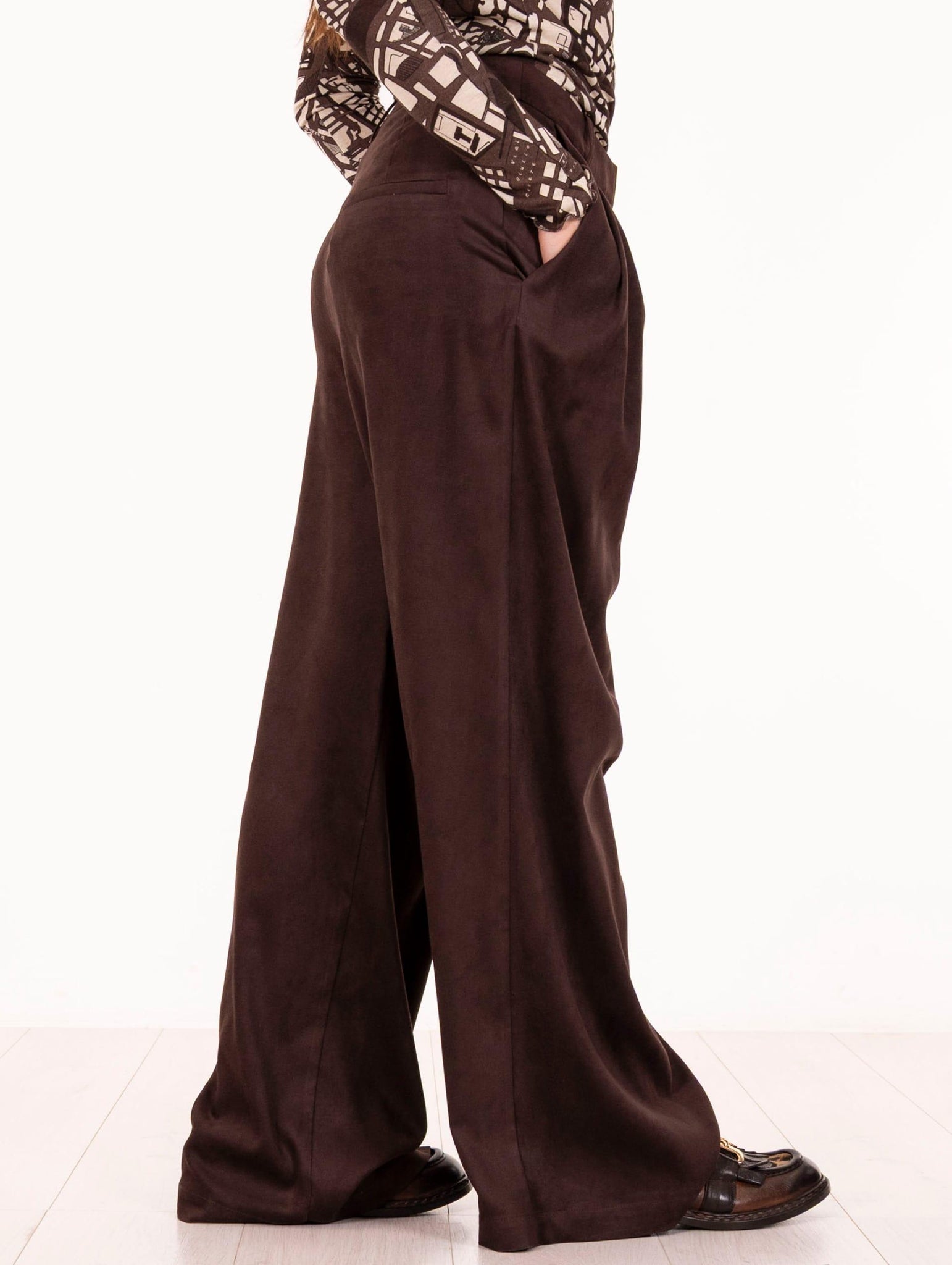 Pantalone Dainetto Alysi in Suede Choco 165130A5042CHOCO Alysi