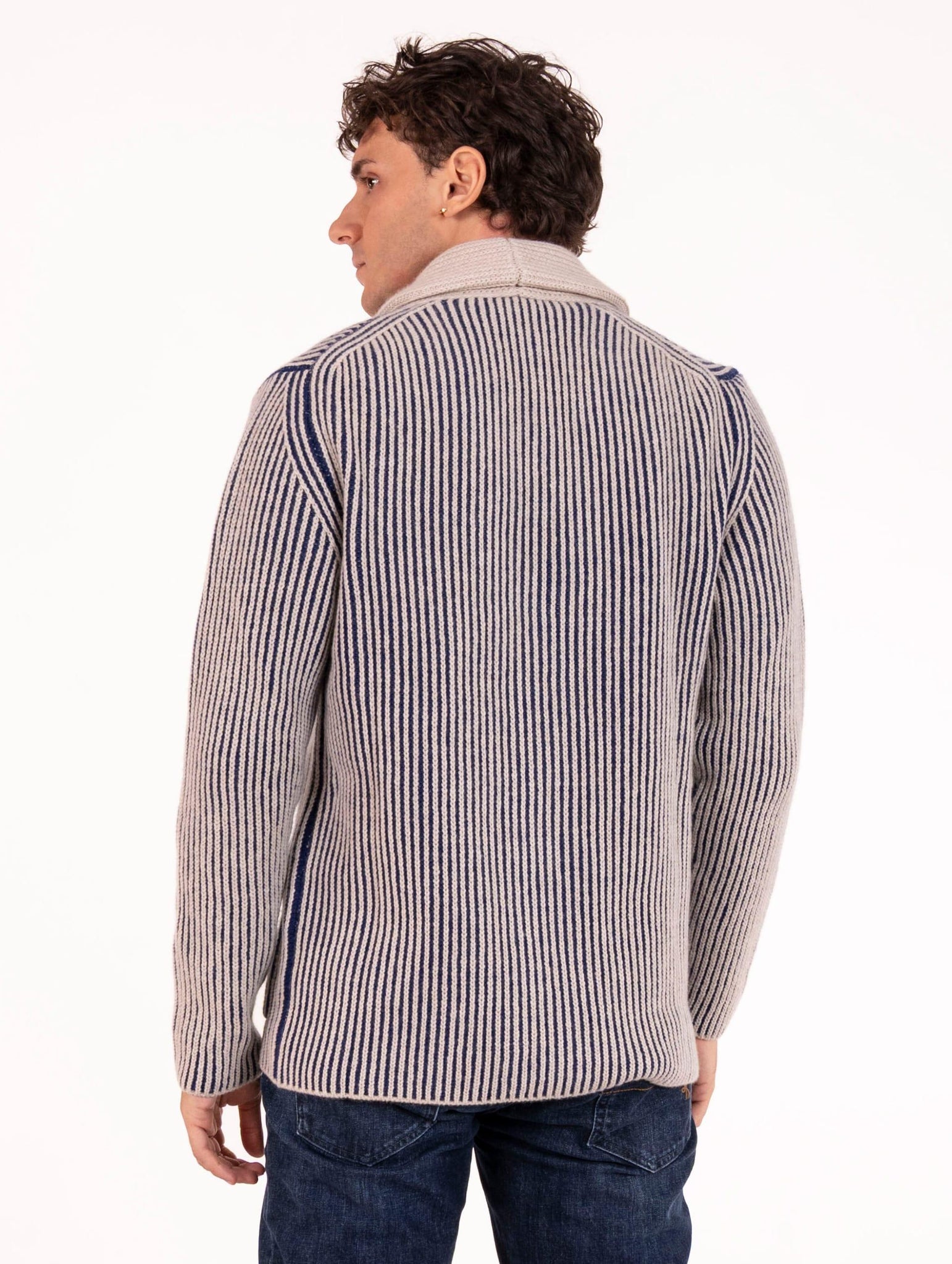 Cardigan Zanieri in Lambswool e Cashmere Corda e Blu CG-CAU-3536-B0001 Zanieri