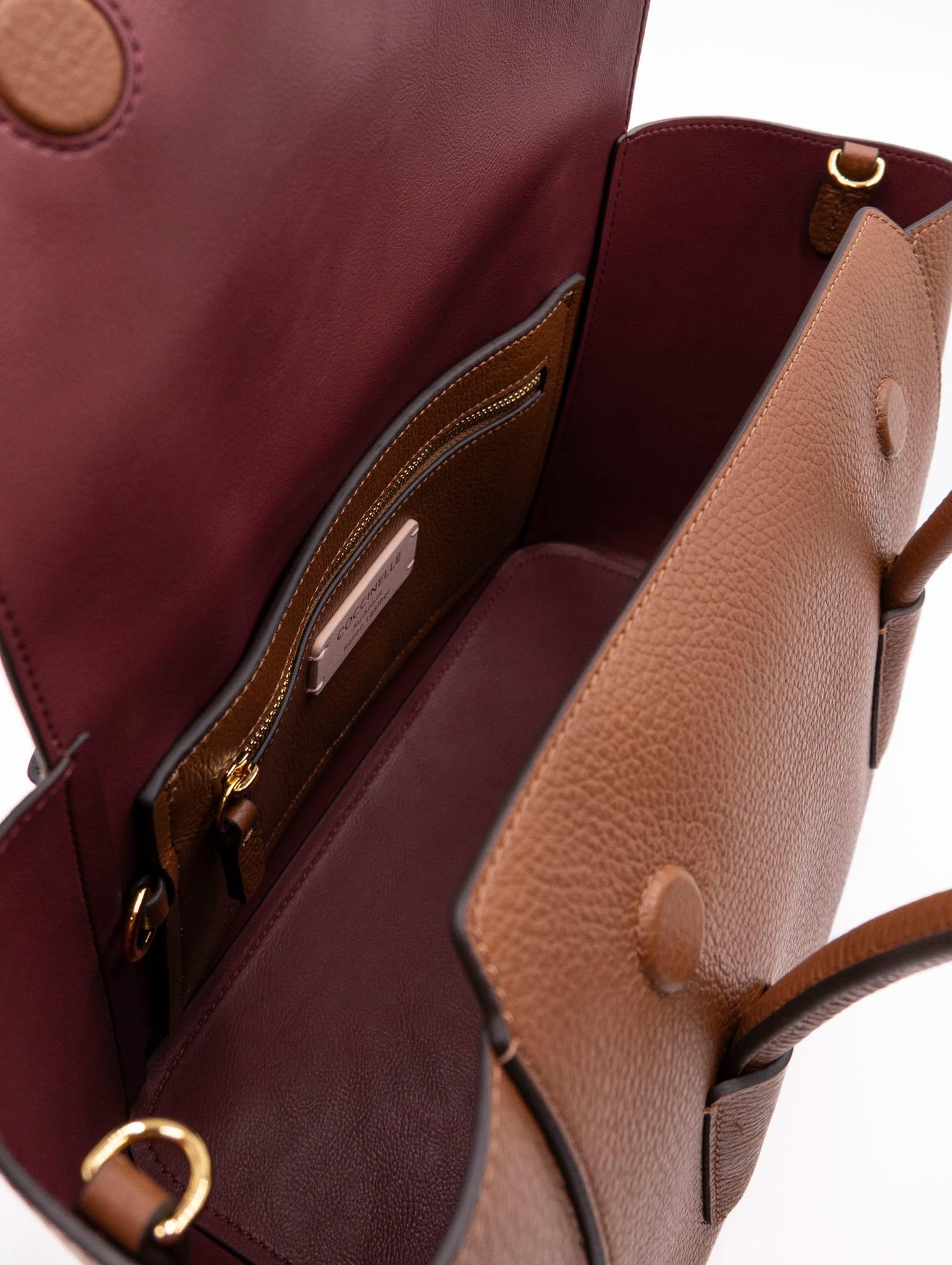 Borsa Double Beat Coccinelle in Pelle Martellata Cognac E1T8A180201W11 Coccinelle