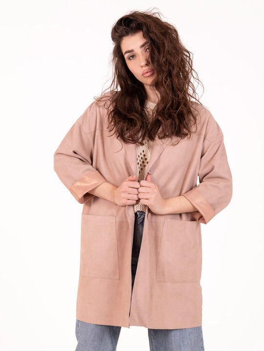 Spolverino Virginia The Jackie Leather in Suede Rosa Antico