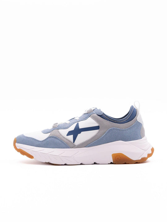 Sneaker W6YX in Tessuto Tecnico e Suede Celeste e Bianco