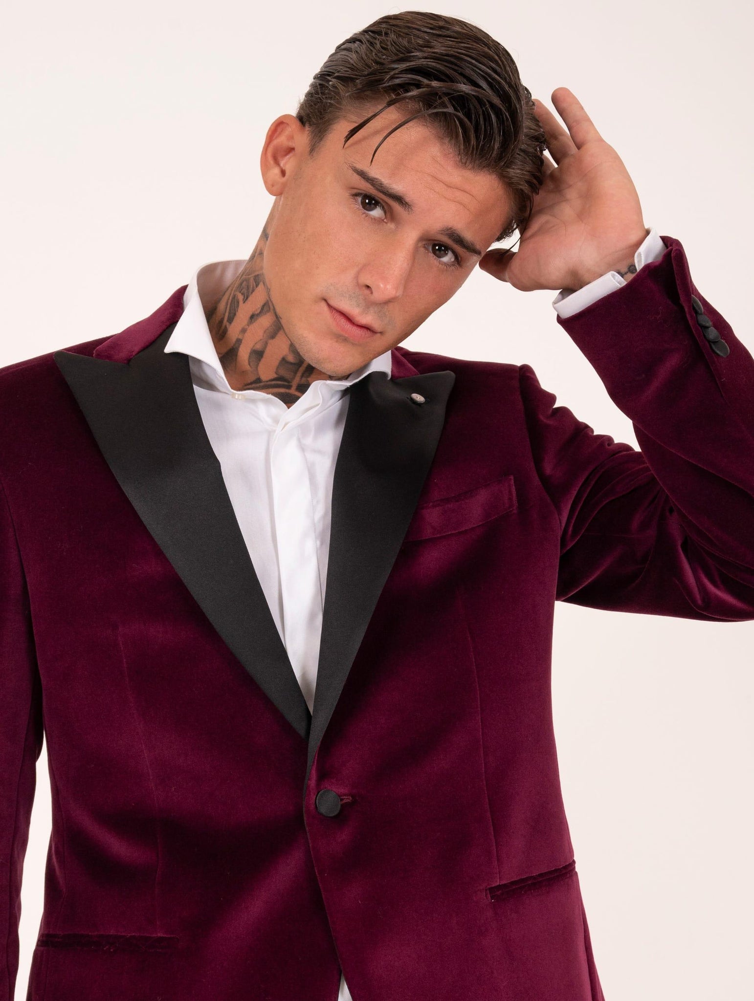 Giacca Smoking Luigi Bianchi Mantova in Velluto Bordeaux 23453258703 Luigi Bianchi Mantova