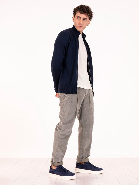 Cardigan Four Stroke aus extrafeiner Merinowolle Blau