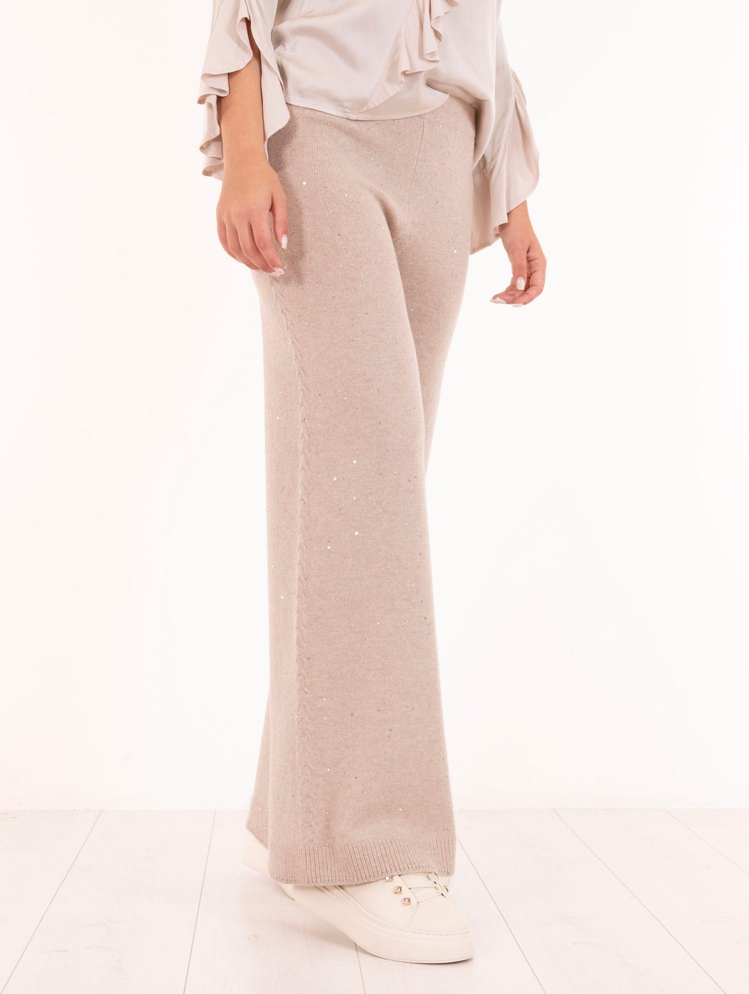 Pantalone D.Exterior con Cristalli in Cachemire Noce 6110414NOC D.EXTERIOR