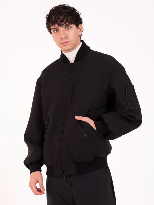 Hevo Bomber Jacket in Black Viscose Blend