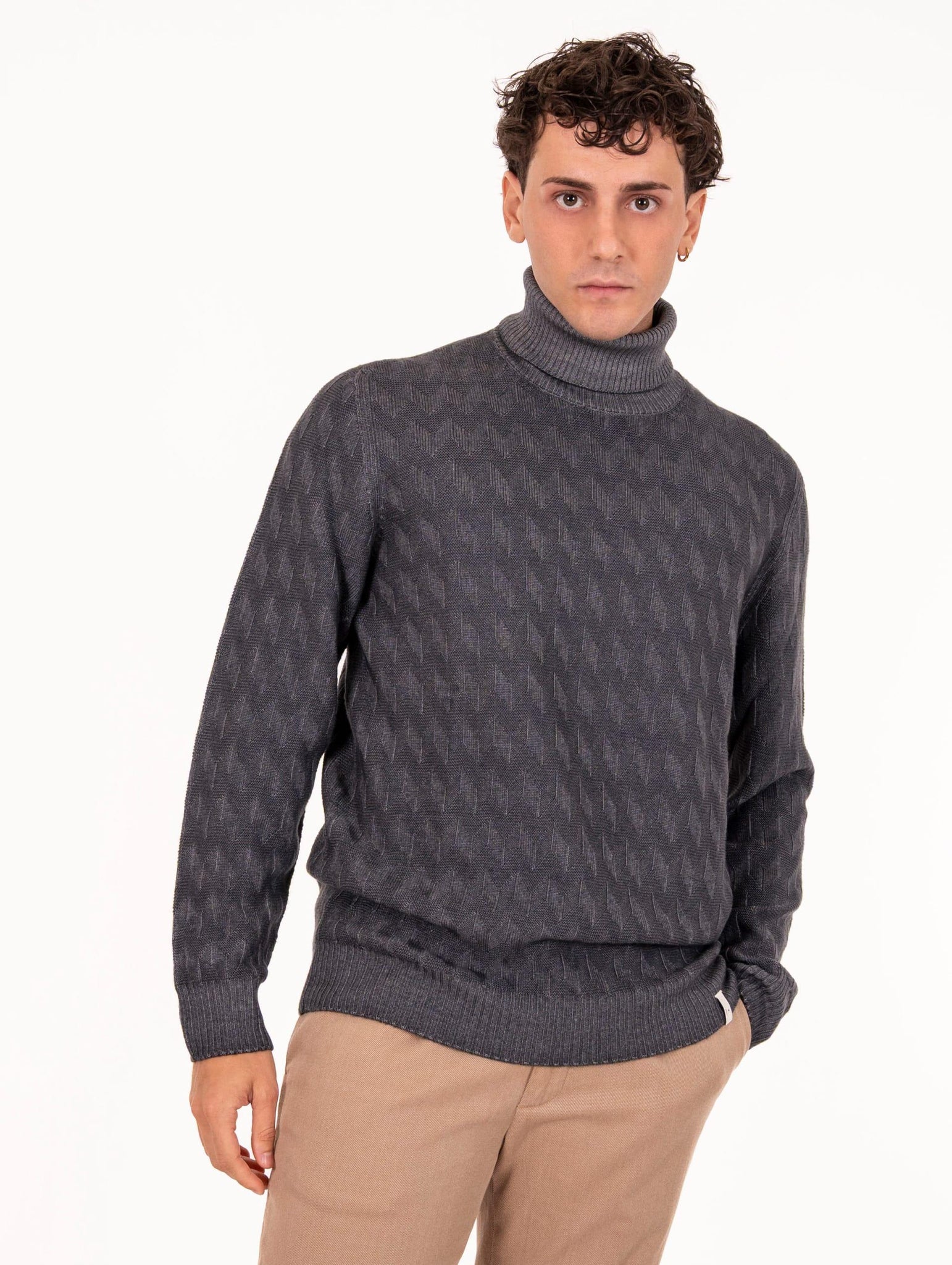 Dolcevita Luigi Gentile in Lana Merinos Piombo LG116606 Luigi Gentile