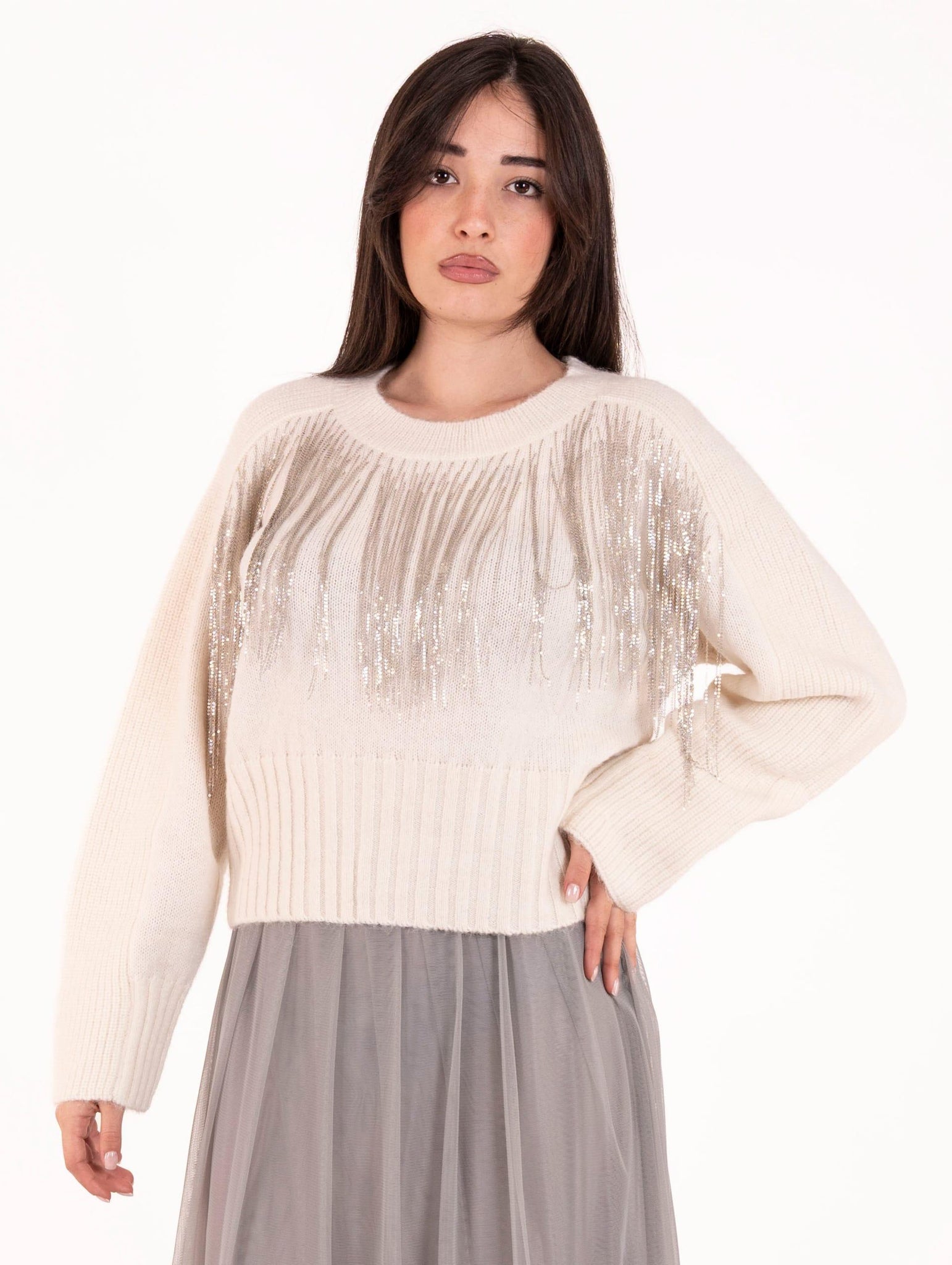 Pull Alpha Studio Catene in Lana e Alpaca Latte AD-44102003 Alpha Studio