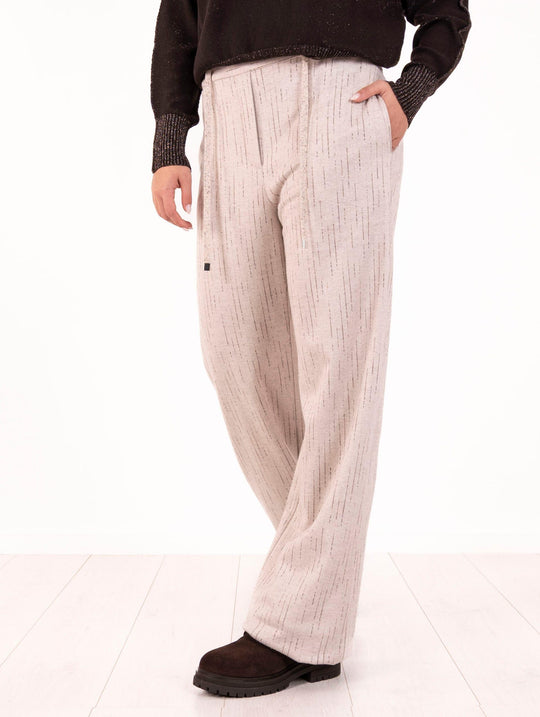 Pantalone D.Exterior in Cachemire Seta e Lana Gessato Gesso
