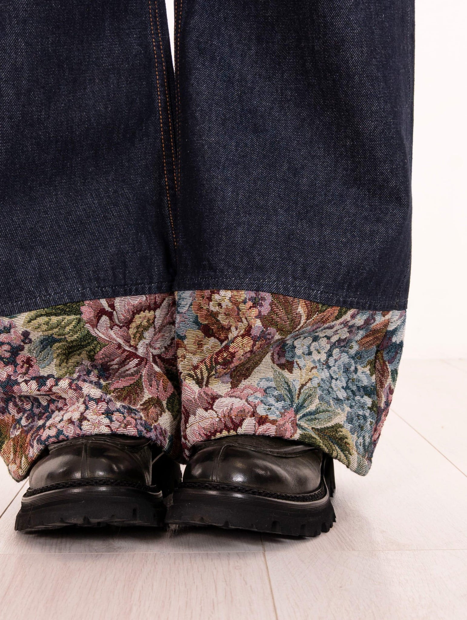 Jeans Super Wide Roy Roger's in Denim Scuro Broccato RND90226CP000021C0999 Roy Roger's