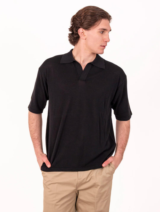Roberto Collina Polo in Black Cotton