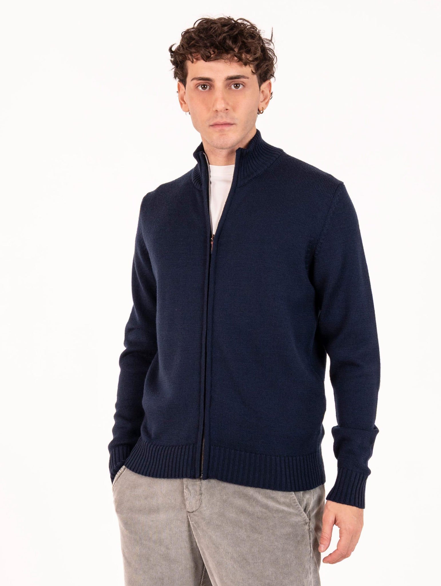 Cardigan Four Stroke in Lana Merino Extrafine Blu HA312GIUBSE1251 Four Stroke