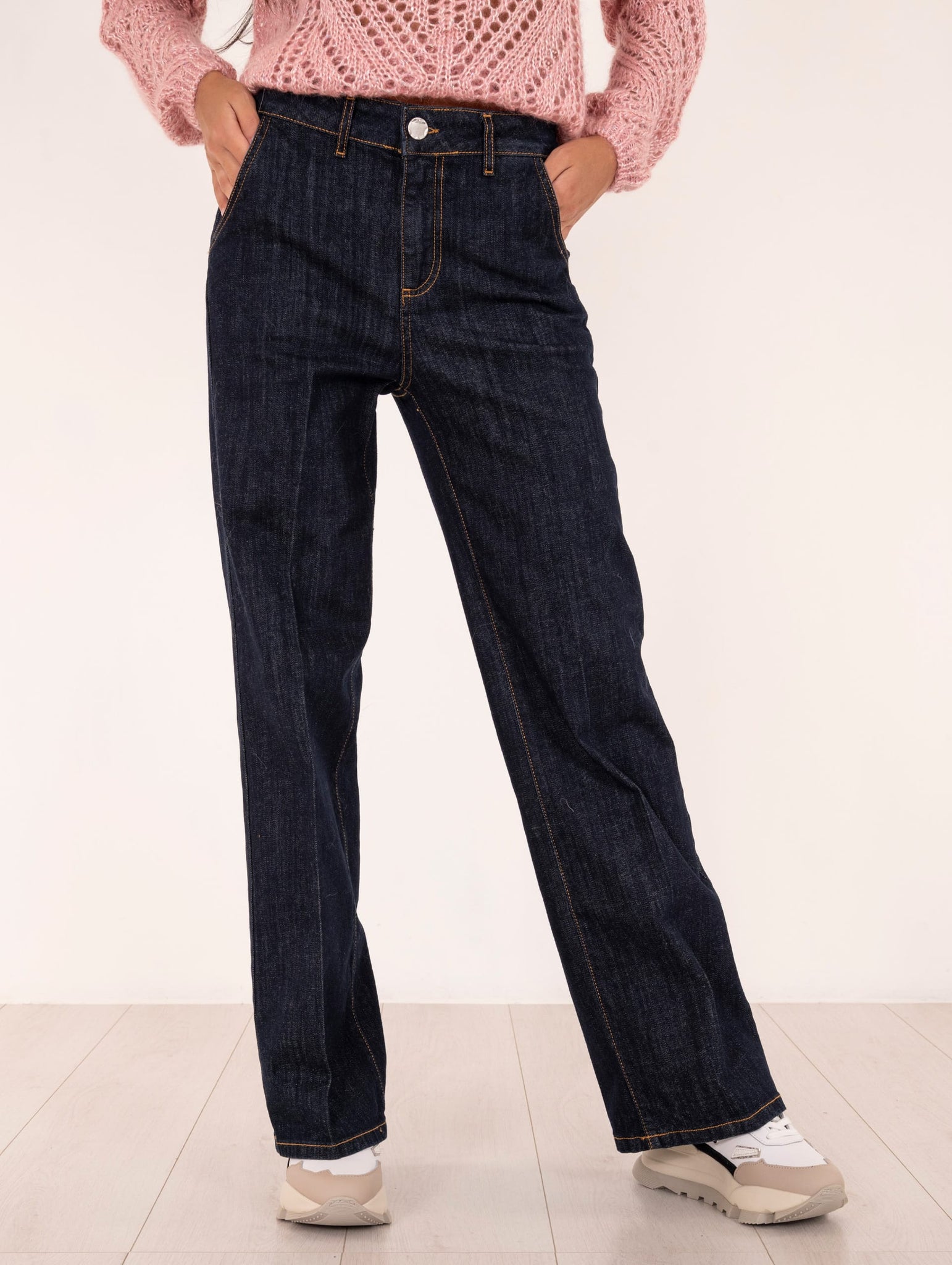 Jeans Chinos Brand Unique in Cotone Scuro