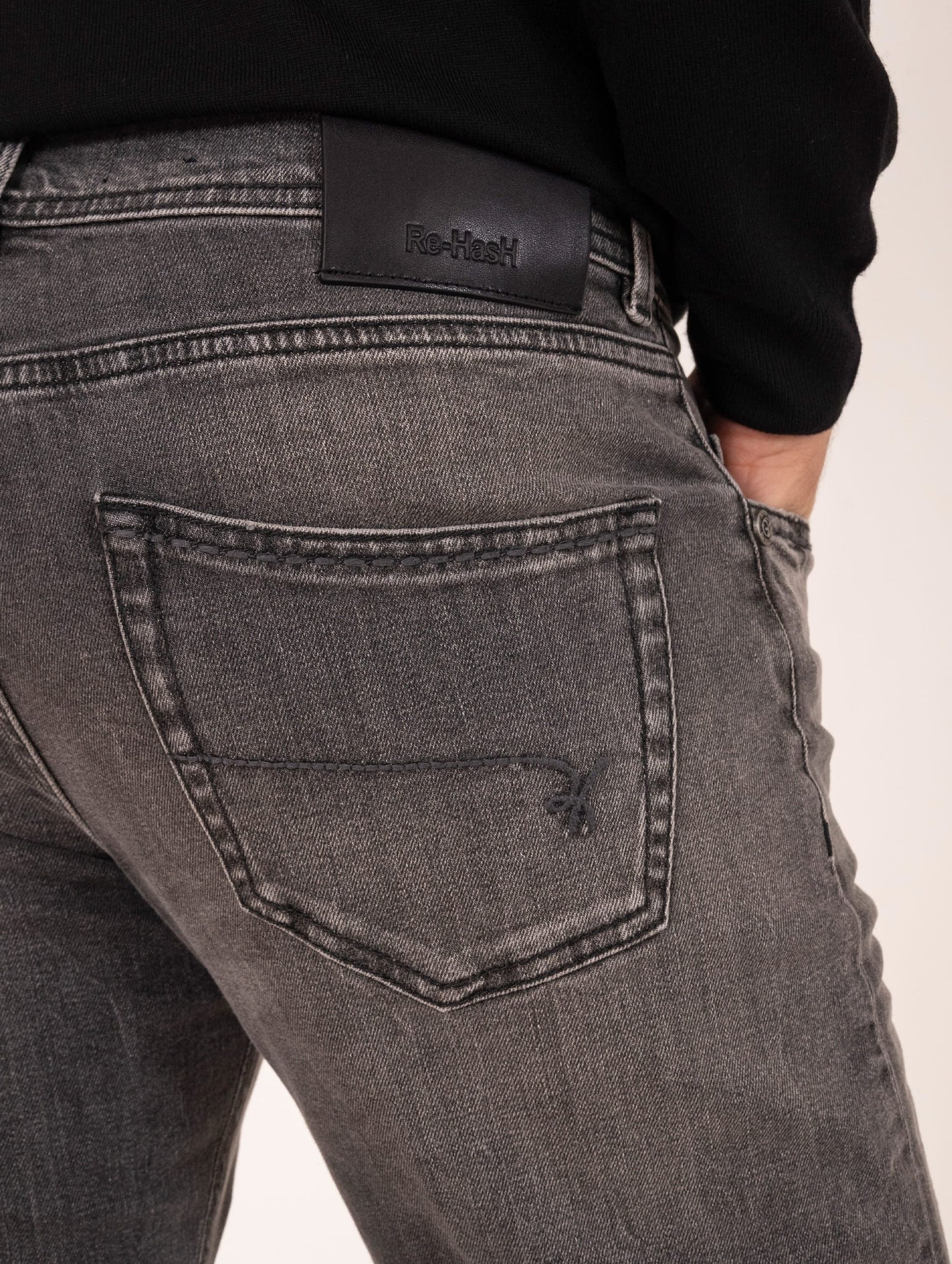 Jeans Re-Hash in Cotone Stretch Denim Nero