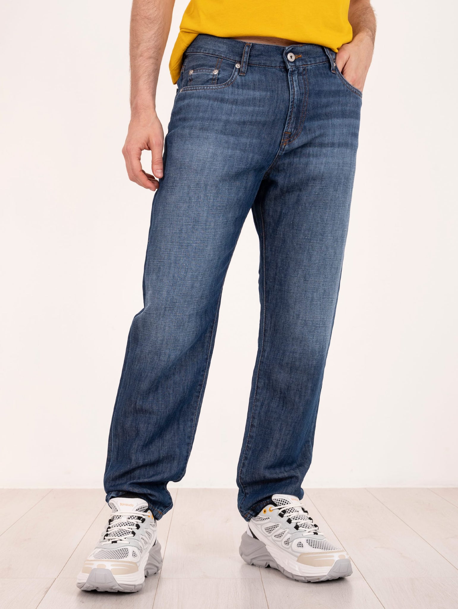 Jeans Roy Roger's Donald in Cotone e Lino Denim Medio