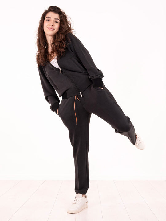 Jogger Chic Devore in Viscosa Nero