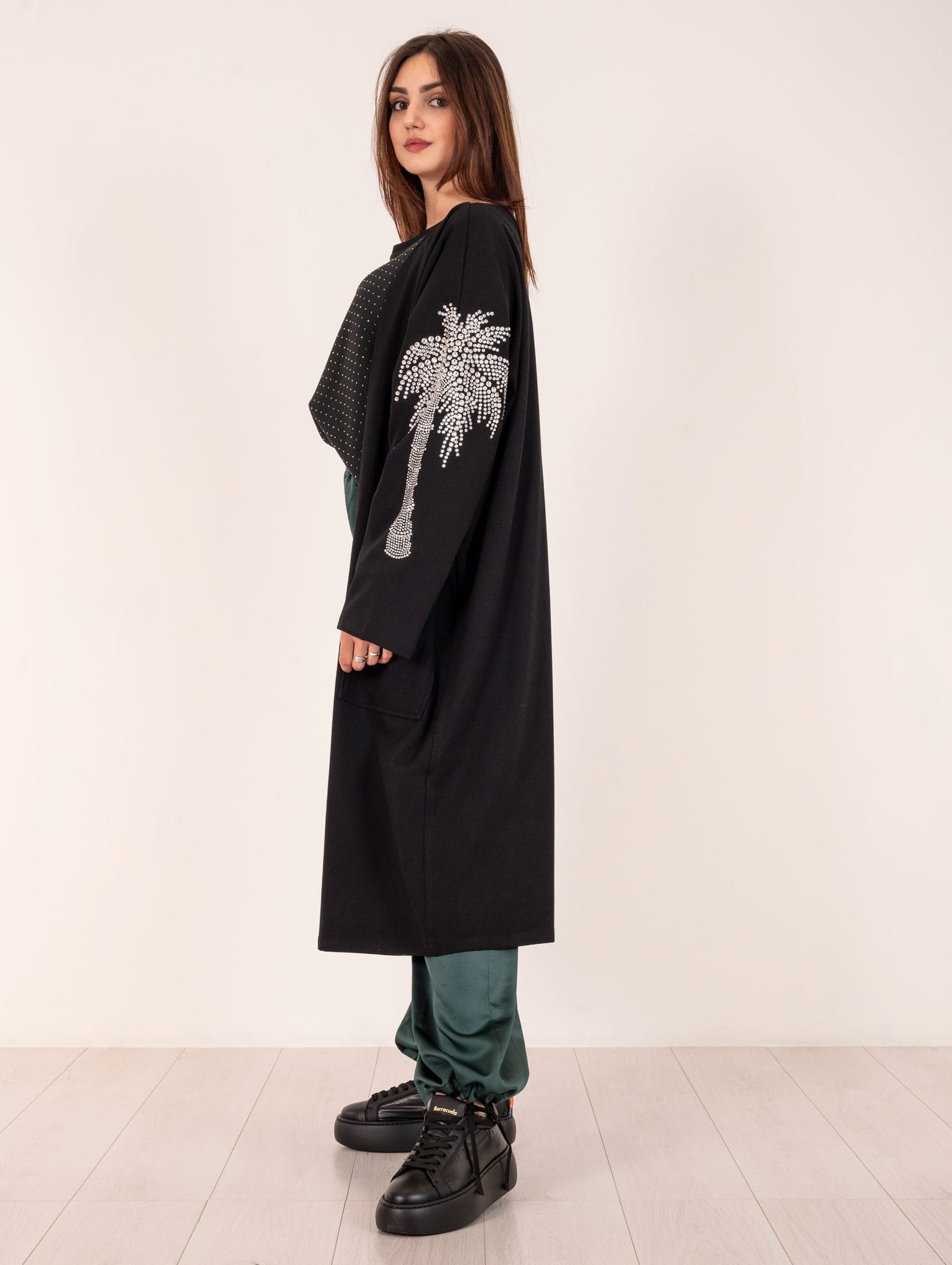 Kimono Brand Unique con Strass Nero