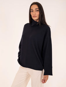 Maglia Alpha Studio in Lana Merinos Extrafine Blu Notte